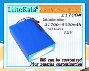 LiitoKala 20S 72V 20Ah 30Ah 40Ah 50Ah bike batteries pack 21700 5000mAh cell 84.2V electric scooter lithium battery with BMS
