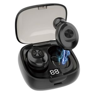 Små TWS Bluetooth hörlurar Trådlös hörlurar SPORT Earpiece HiFi Mini Headset Stereoljud i örat IPX5 Vattentät 5,0 LED-skärm