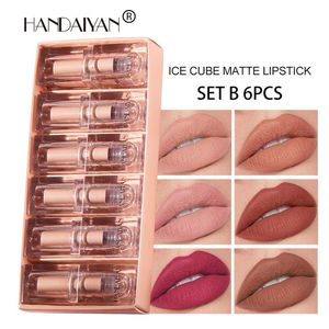 HANDAIYAN New 12 Colors Matte Lipstick Nude and Bean Paste Color Waterproof Lips Cosmetics Makeup 6pcs/set DHL wholesale