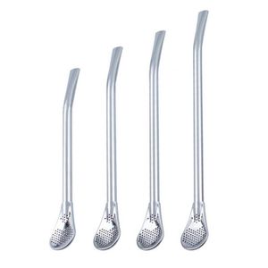 Drinking Straws Teaspoon Yerba Mate Party Straw Spoon Long Handle Stainless Steel 2Pcs Mixing Bombilla Filter For