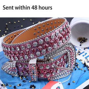 Cinture Cintura con strass rosa Cintura da cowboy occidentale in pelle PU Ragazza Cinturones con borchie di diamanti Para Mujer De Lujo Diseñador