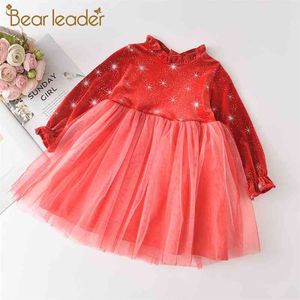 Flickor Christmas Party Dress Fashion Kids Princess Dresses Barn Fancy Kostymer Mesh Sweet Vestidos 3 7y 210429