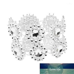 Napkin Rings 24Pcs Handmade 2 Rows Sun Flower Rhinestone Plastic Drill Ring Wedding El Dining-Table Decoration1 Factory price expert design Quality Latest Style