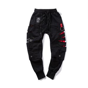 Sweatpants Men Hip Hop Cotton Hole Ripped Joggers 210715