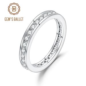 Gem s Ballet EF Kleur mm Moissanite Round Kanaal Eternity Ring Sterling Silver Wedding Engagement Rings Fine Jewelry