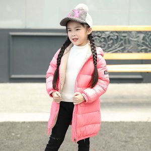 Piumino invernale per bambini di media lunghezza Moda Ragazzi Ragazze Piumino da neve Baby Cat Spessa Piumino d'anatra bianco Vestiti TZ776 H0909