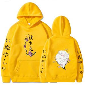 UINEX HOT Anime Hoodie Inuyasha Fashion Pullover Toppar Långärmad dubbelsidig trasa Y0319