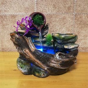 Relaxing Decorative Water Fountain Interiors DIY Plants Fengshui Falls Micro Landscape Home Office Decoration 211108