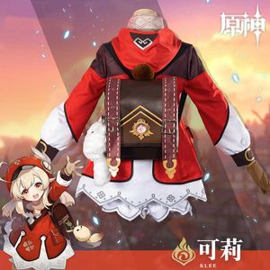 Game Genshin Impact Klee Cosplay Costume Anime Outfits Halloween Carnival Women Girl Uniforms Klee Backpack Cosplay Accessories Y0903
