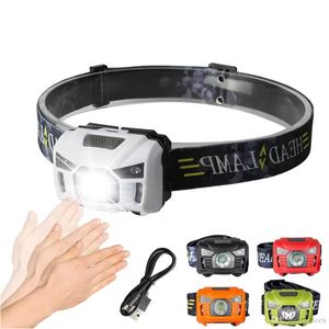 5W LED Body Motion Sensor Headlamp Mini Headlight Rechargeable Outdoor Camping Flashlight Head Torch Lamp With USB
