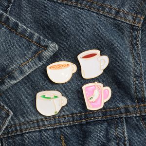 Чай Рубашки Женщин оптовых-Симпатичная кофе чай чай Cupenamel Brooches Pins костюм рубашка лацка для женщин для женщин Детский свадебный подарок капля C3