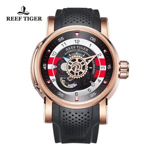 Reef Tiger/RT Brand Designer Sport Män tittar på lyxiga rosguldfodral Vattentät automatisk mekanisk reloj HOMBRE -armbandsur