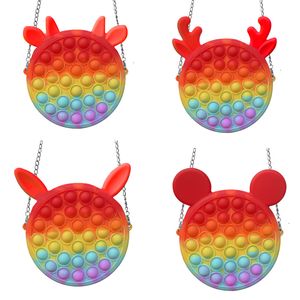 Makaron Rainbow Silicone Bubble Chain Bag Bag Boys and Girls Cool Design حماية البيئة حماية شعبية ألعاب إلغاء الضغط على اللغز التعليمي المبكر