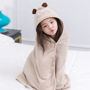 Towel Microfiber Bath for Kids 2-10 Years Old Girls Boys Baby Bathroom Shower Hooded Cape Child Bathrobe Soft Cartoon 210728