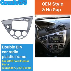 Silver Double Din Car Radio Fascia för 2006 Ford Fiesta Focus European LHD Audio Frame DVD Player Dash Mount