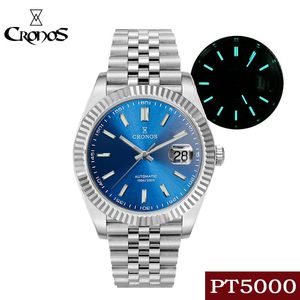 Wristwatches Cronos Men Diver Watch C3 Luminous Dial Stainless Steel Bracelet Copper-Nickel Plated Bezel 100m Water Resistant Sapphire Glass