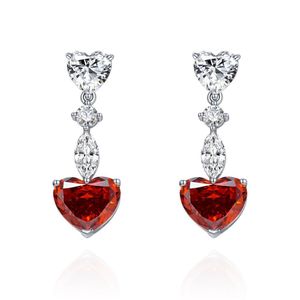 Wholesale earring ruby for sale - Group buy Luxury Sterling Silver Heart Cut High Carbon Diamond Wedding Party Dangle Ruby Earrings Studs Lady Fine Jewelry GIfts