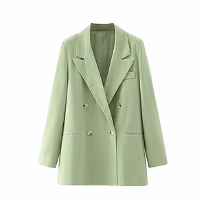 Mulheres vintage sarja padrão jaquetas outono verde botão-mosca senhoras ternos casuais casacos femininos moda meninas jaqueta 210527