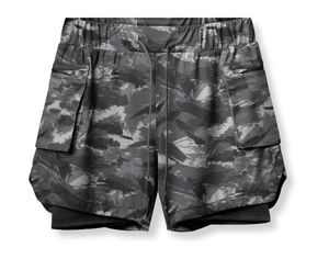 Camouflage double deck shorts breathable black white basketball moisture wicking fashion men's outdoor sports leisure running fitness table tennis badminton