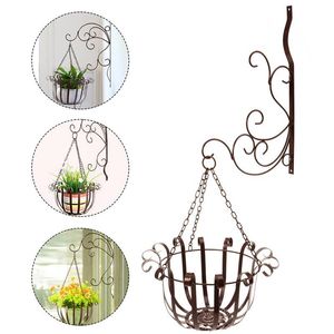 Iron Wall Mounted Planter Shelf Hanging Flowerpot Chain Holder Flower Basket For Garden Balcony Planters & Pots