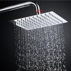 Bathroom Shower Heads 12/10/8/6/4 Inch Rainfall Head Stainless Steel Ultra-thin Chrome Finish Round & Square