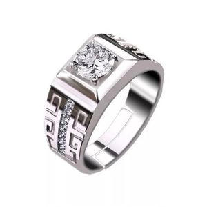 Hombres Joyería Platino / Oro / Rosegold Solitaire Solitaire Bezel Set CZ Crystal Groove Band Pinky Ring Tamita # 8-10 583 Z2