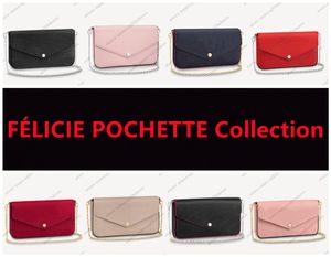 Felicie Pochette Collection Bolsa de corpo transversal versátil bolsa versátil embreagem bolsas de ombro de corrente designers bolsas de bolsa feminina carteira