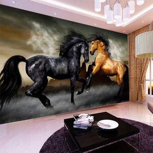 Customized Size 3D Art Mural Modern Horse Photo Wallpaper for Living Room Hotel KTV Room Decor Personality Non-woven Wall Paper