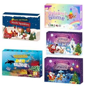 Party Favorit Christmas Advent Calendar Toy Slime 24pcs Olika nedräkning för Chirdren Kids DIY Gift