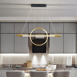 Chandeliers Minimalist Design Circle Geometric Long Pendant Lights Modern Personality Italian Restaurant Bar Front Desk Creative Line Lamp