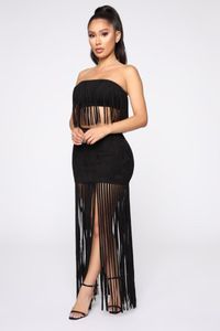 Women Two Piece Set Tassel Beach Dress Elegant Club Party Sexy Off Shoulder Sleeveless Leather Velvet Long Sarongs