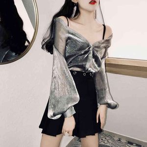 Loose Transparent Sexy Women's Tops Summer Korean-Style Multi-Color Long-Sleeved blusas Clothing Blouse Shirt 941F 210420