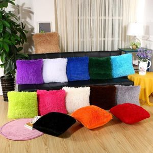 43x43cm Short Plush Pillowcase Solid Color Sofa Cushion Cover Soft Car Waist Throw Pillow Covers Bed Decoration Cushions