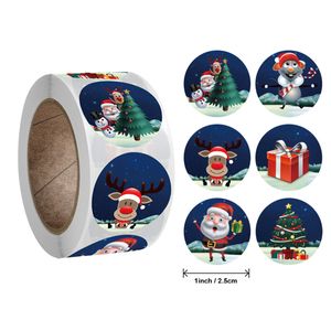 500 sztuk / Roll Boże Narodzenie Naklejki Santa Snowman Renifer Xmas Prezent Deskor Karta Uszczelnianie Etykiety Party Supplies KDJK2110