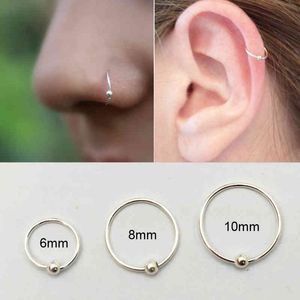 925 Sterling silver Nose ring trendy helix cartilage tragus nose piercing jewelry 6mm 8mm 10mm 20pcs/pack