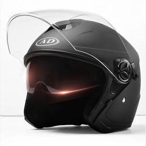 Erkekler Yarım Yüz Motosiklet Çift Lens Kask Dört Mevsim Motosiklet Off-Road Sunscreen Taşınabilir