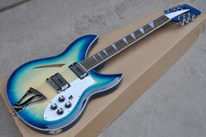 Factory Custom 12 Strings Blue Body Elektryczna gitara Basowa z chromowanym sprzętu, biała pickguard, Rosewood Fingerboard, zapewniają dostosowane usługi