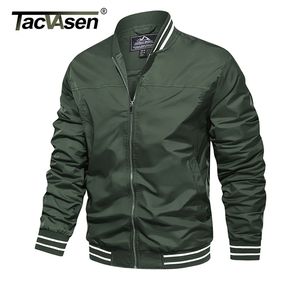 Tacvasen Casual Jaqueta Homens Primavera / Outono Estilo Piloto Casacos Exército Bomber S Vento Baseball Outerwear Overcoat Meninos 211008