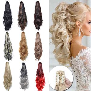 Antoniah Curly Wave Ombre Claw Ponytail Synthetic Long Clip In Extension Hairpiece Pony Tail Postizos Cabello Coletas