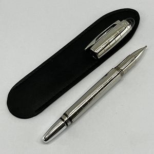 Giftpen Promotion Writing Pen Black eller Sliver Roller Ballpoint Fountain PenS Stationery Office School Supplies With Serie Number och Gift Leather Bag