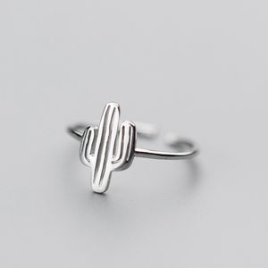 Cactus Ring 925 Silver Jewelry Vintage Anel Charm Minimalism Joyas Haut Bague Femme Aneis Punk Anelli for Women