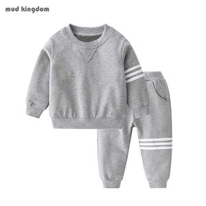 Mudkingdom Boys Athletic Jogger Pant Set Casual Stripe Cotton Sweter Dzieci Odzież Chłopiec Stroje 210615