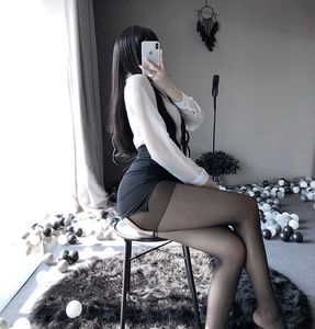 Jednolici nauczyciel biuro cosplay kostiumy koszula z mini spódnicą Nowy erotyczny płeć bielizna Porno College Girl Sexy Sekretarz Y0913