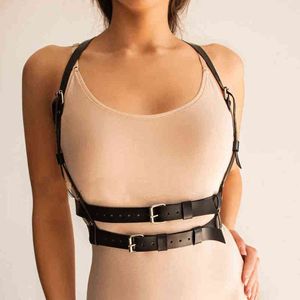 Nxy Bondage Sex Toys per coppie Erotic Adult Leather Harness Body y Jarret Belt Stocking Brakes Bands Lingerie Women Legs Harnas 1211