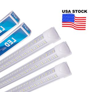 8FOOT Cooler Door LED 4 Rows 144W Integrated 4FT 8FT T8 Tube Light V Shape Fluorescent Shop Lights Warehouse Lighting AC 85-265V 6000k USALIGHT