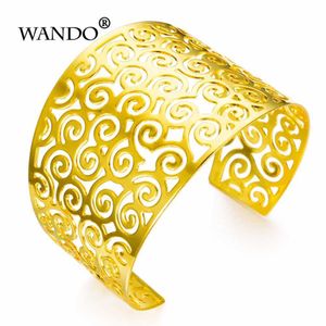Wando Äthiopisch/Nigeria Dubai Gold Farbe Invertierte Form Breite Armreifen für äthiopische Frauen Armreifen B52 Q0717