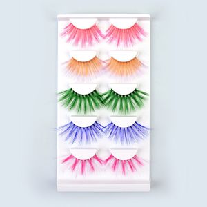 Wholesale 25mm Colorful False Eyelashes 3D Handmade DIY Lashes Extension Transparent Soft Terrier Fluffy Fake Eyelash 5 Pairs