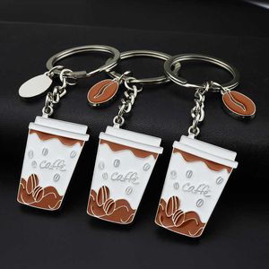 2021 Ny Mini Kaffekopp Nyckelring Högkvalitativ Zinc Alloy Keychains Ryggsäck Bil Key Ring Hängande Hänge G1019