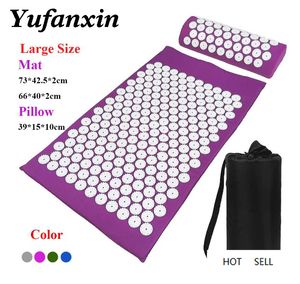 Massage Cushion Yoga Pillow Set Neck Back Foot Massager Pain Stress Relief Acupuncture Pad 80*42cm