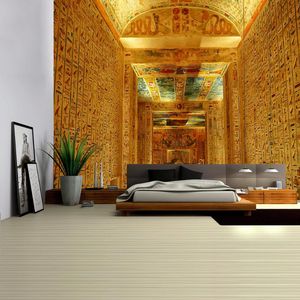 タペストリー古代エジプト壁画タペストリーウォールファラオぶら下げベッドスプレッドマットヒッピースタイル背景布の家の装飾150x100cm / 150x130cm